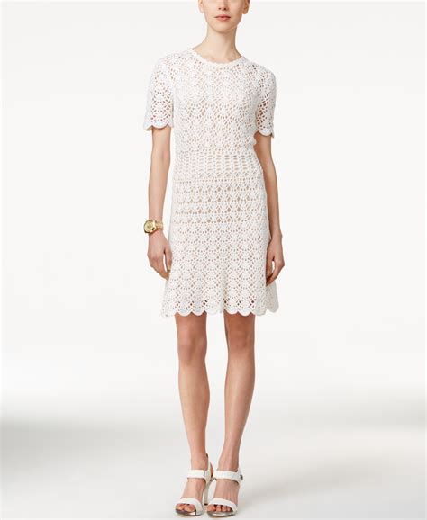 michael kors crochet dress black|Michael Kors Collection Short Sleeve Crochet A.